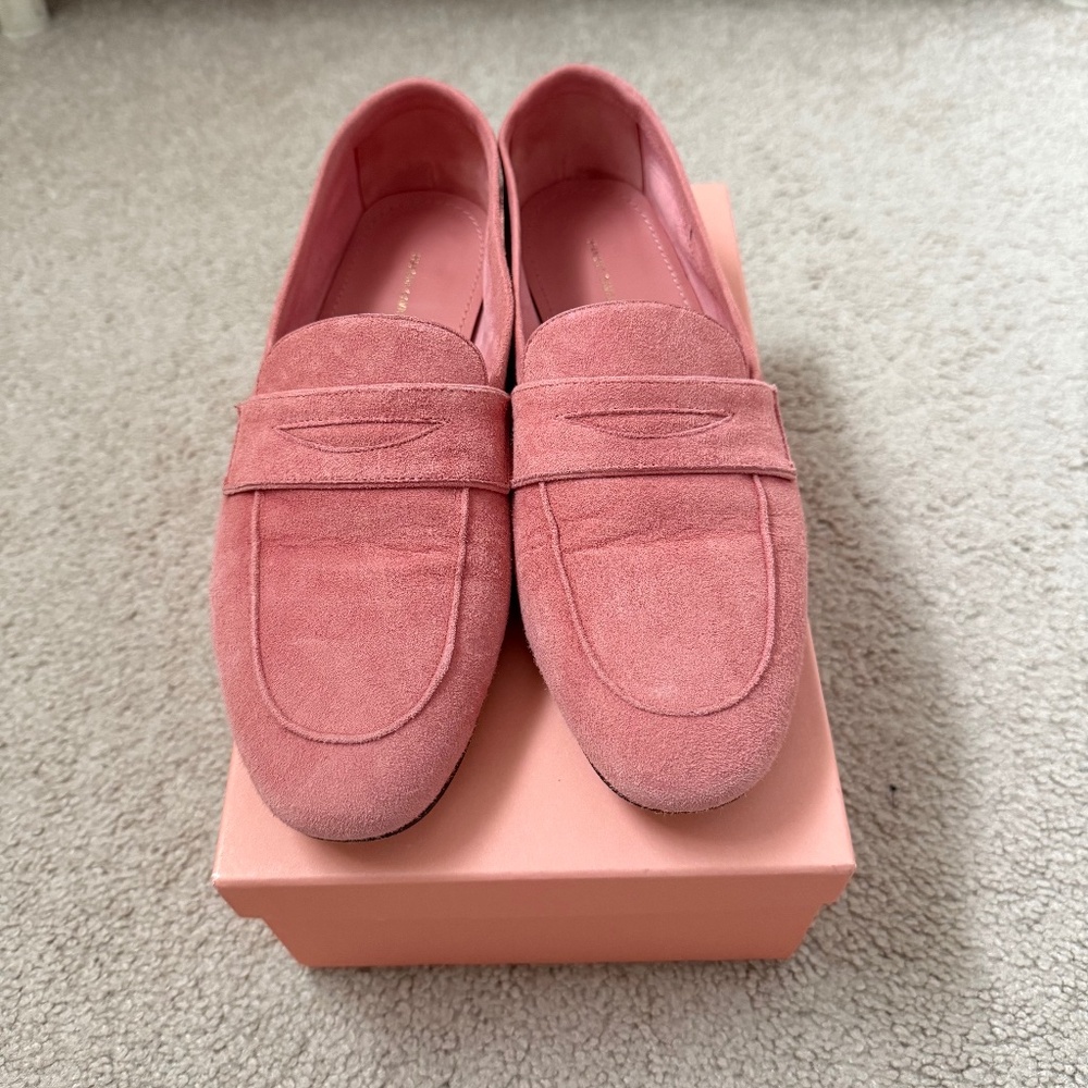 Mansur Gavriel Pink Suede Classic Loafers, Women size 38